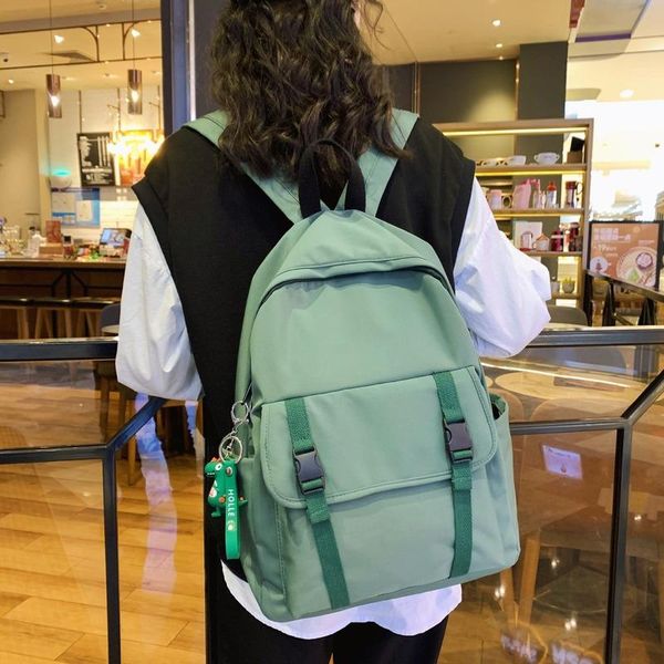 

backpack 2021 female student schoolbag travel bag solid color small