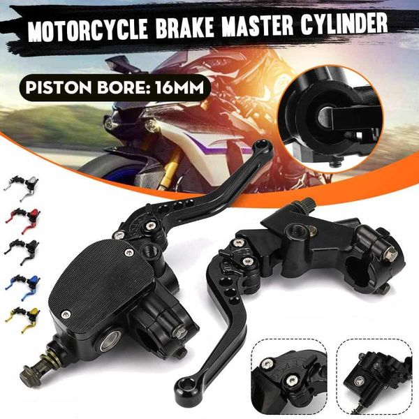 

motorcycle brakes pair 16mm cnc hydraulic brake clutch lever master cylinder reservoir w/bar clamp universal