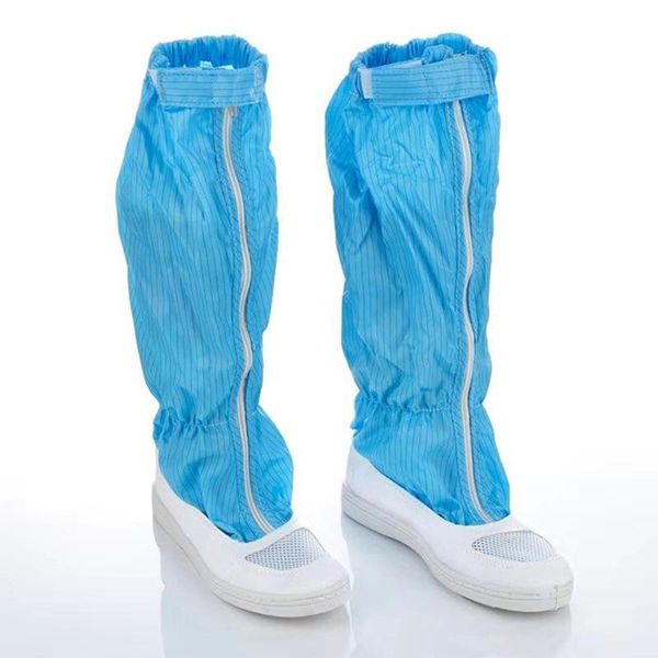 

boots anti-static dustproof men women high-shoes pvc striped leather dust-breathable, Black