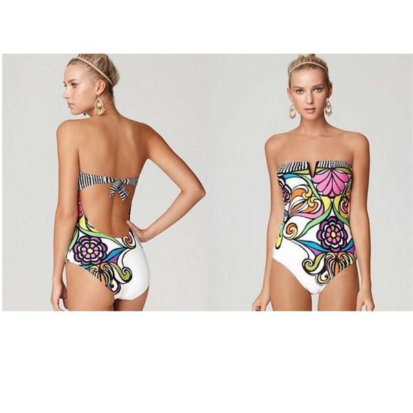 

one piece printed triangle bikini swimsuit, White;black