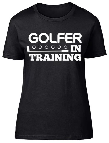 

golfer in training fitted womens ladies t shirt, White;black