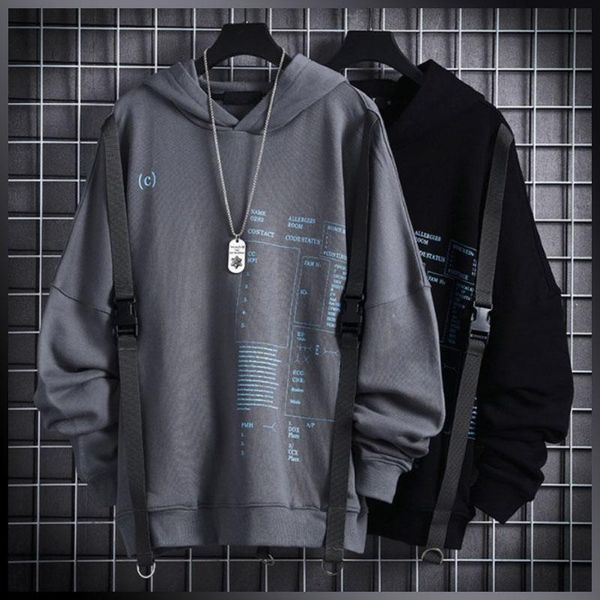 

men's vests autumn hip-hop tide brand hooded sweater trend pullover loose long-sleeved spring and hoodie, Black;white