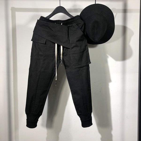 

men's jeans 21ss owen seak casual harem pants gothic clothing high street sweatpants autumn women calf-length pant loose black ejrj, Blue