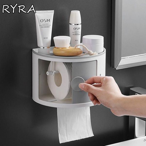 

tissue boxes & napkins wall mounted toilet paper holder waterproof tray roll tube for storage box shelf bathroom product