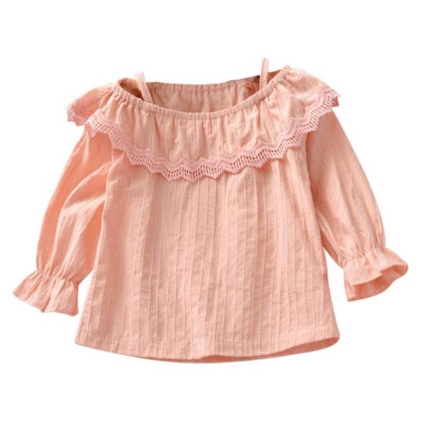 

shirts girls clothes baby girl cute long flare sleeve square collar solid off shoulder kids casual blouse, White;black