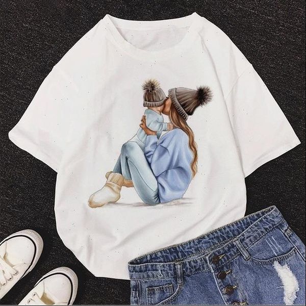 

kawaii mom fashion mamas women t shirts love summer printed soft mother, White