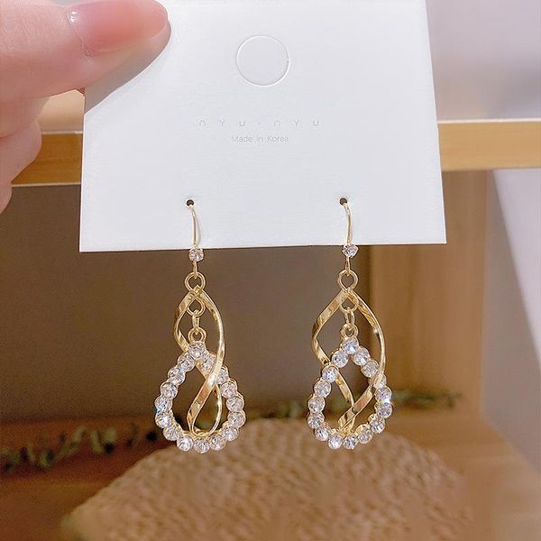 

hoop & huggie fashion uxurious temperament metal wave tassel earrings long drop earringsearrings for women girls accessories jewelry, Golden;silver