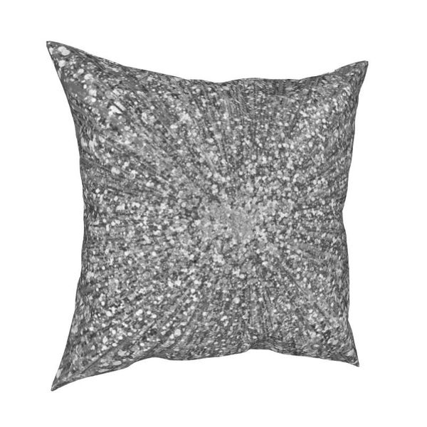 

cushion/decorative pillow glitz supernova silver glitter bling crystals pillowcase soft polyester cushion cover decoration case home 45x45cm