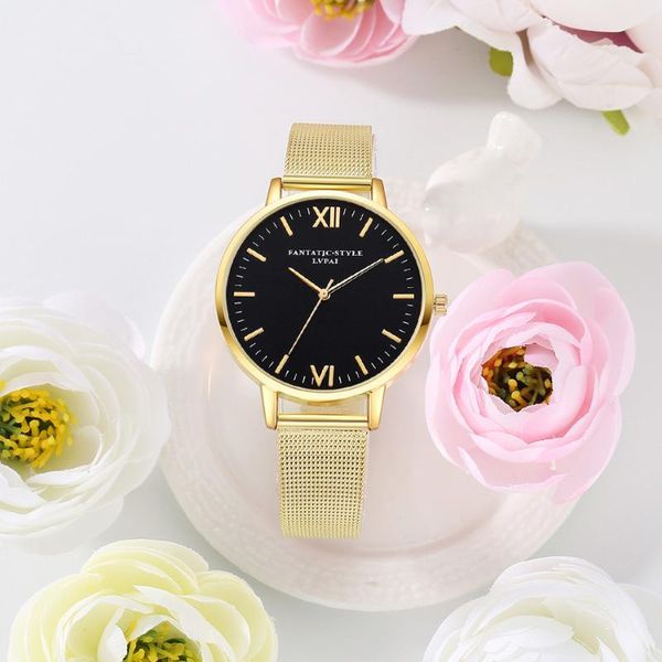 

wristwatches watches women quartz wristwatch clock ladies dress gift stainless steel luxury bracelet watch small fresh, Slivery;brown