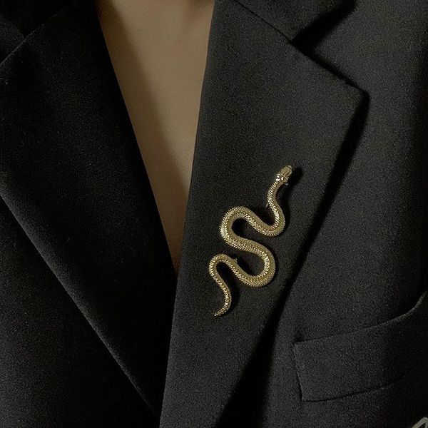 

pins, brooches punk vintage gold silver color metal snake for women men animal dress banquet party jewelry accessdories, Gray