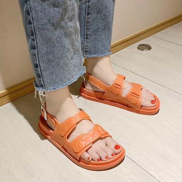 

lucyever candy colors soft leather sandals women summer casual hook loop beach sandalias woman light flat heel shoes female, Black