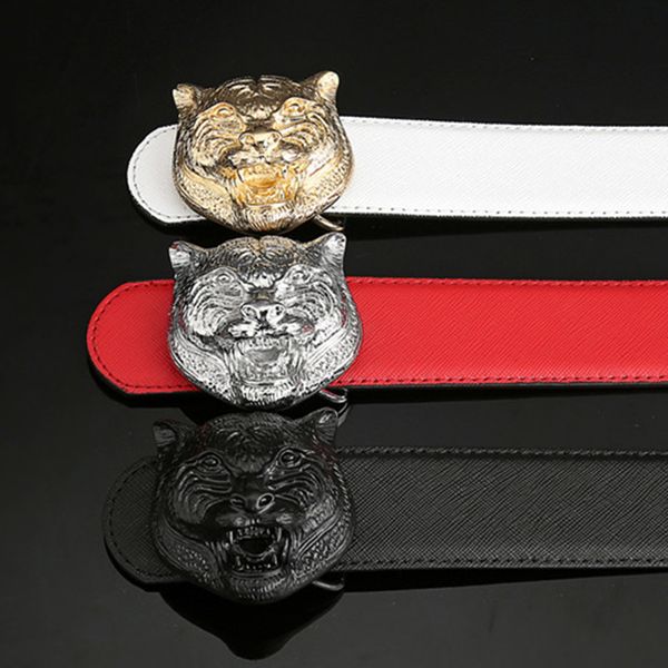 

belts belt tiger head buckle men's casual trouser cross pattern, Black;brown