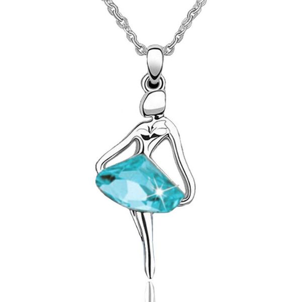 

women jewelry gold/silver plating skirt dream ballet dancing girl angel crystal necklaces aic88 pendant