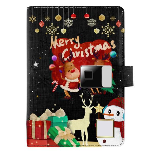

customa design logo christmas gifts fingerprint lock journal notebook with wireless charger notepads, Purple;pink