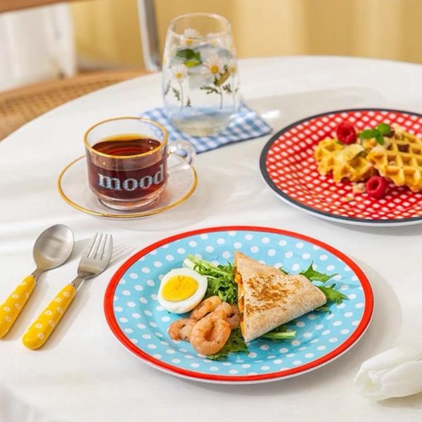 

dishes & plates cake plate tableware dinner botervloot wave dot lattice imitation porcelain melamine creative net red korean ins wind fruit
