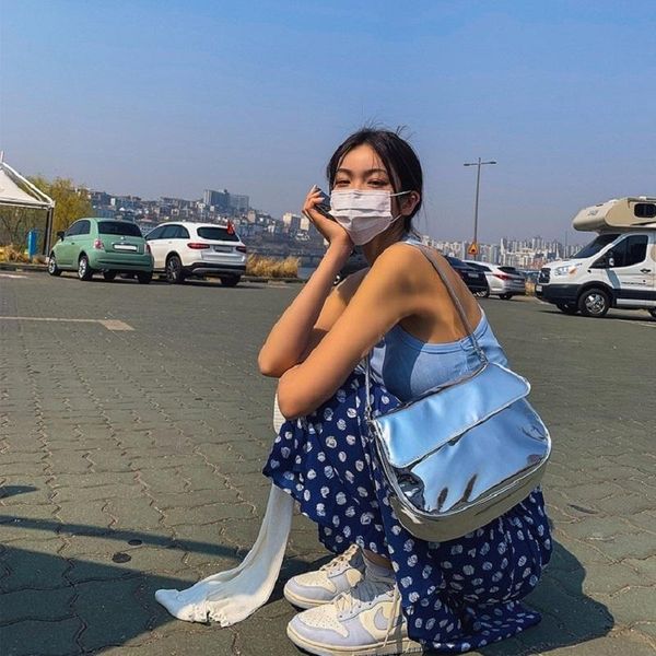 

luxury patent leather shoulder bag for women 2021 simple trendy solid color handbags female travel tote cross body