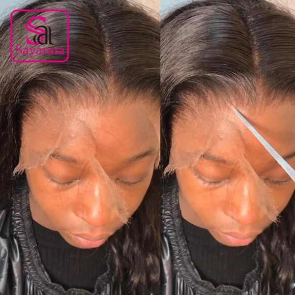 

lace wigs invisible hd frontal wig body wave front human hair pre plucked bleached knots 5x5 closure for women, Black;brown