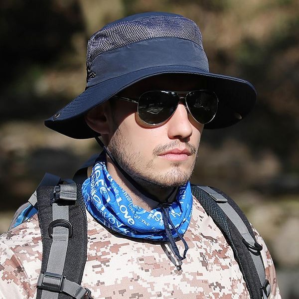 

quick drying sports bucket hat lightweight fisherman cap chin string khaki light folding sunshade hiking caps 23l outdoor hats, Black;white