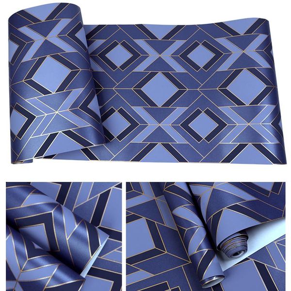 

53cmx10m modern minimalist non-woven geometric square lattice wallpaper nordic style living room background waterproof household wallpapers