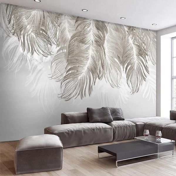 

custom po mural 3d creative feather bedroom dining room living sofa tv backdrop wall self adhesive wallpaper waterproof wallpapers