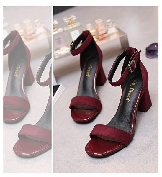 

sandals 2021 summer shoes female high heel women genuine leather, Black