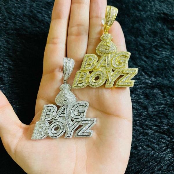 Коелевые ожерелья CHOKER 5A Кубическая циркония CZ Hip Hop Pendant Pante Out Bling Dollar Money Bag Boyz Men Boy Cool Collese