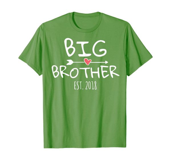 

big brother shirt est 2018 with heart and arrow, White;black