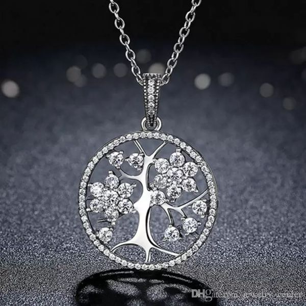 

925 sterling silver cz crystal the tree of life pendant necklace original box for pandora silver jewelry chain necklaces for men women