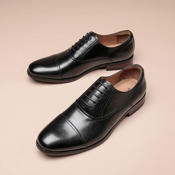 

dress shoes 2021 summer men's formal leather business three joint oxford, Black