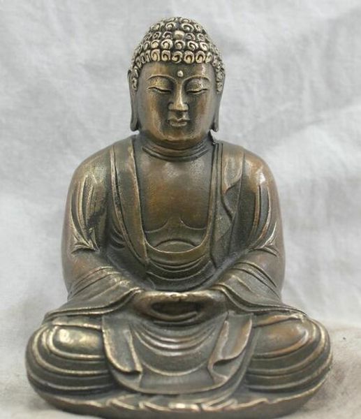 YMinging Chinês Cultura Folclórica Handmade Bronze Bronze Estátua Sakyamuni Buddha Escultura