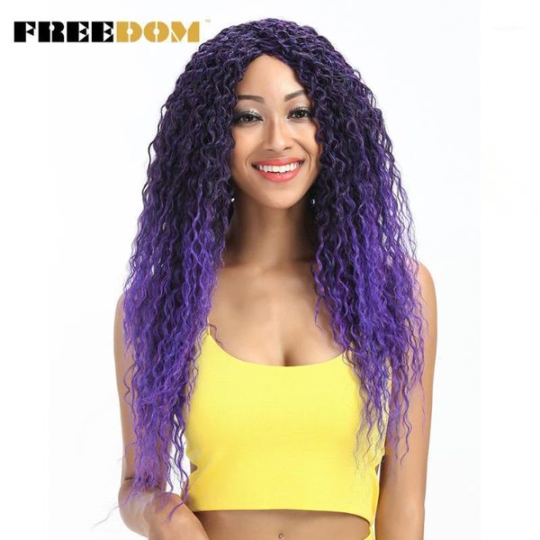 

curly wig 26 inch long synthetic wigs for black women ombre purple colorful cosplay heat resistant1
