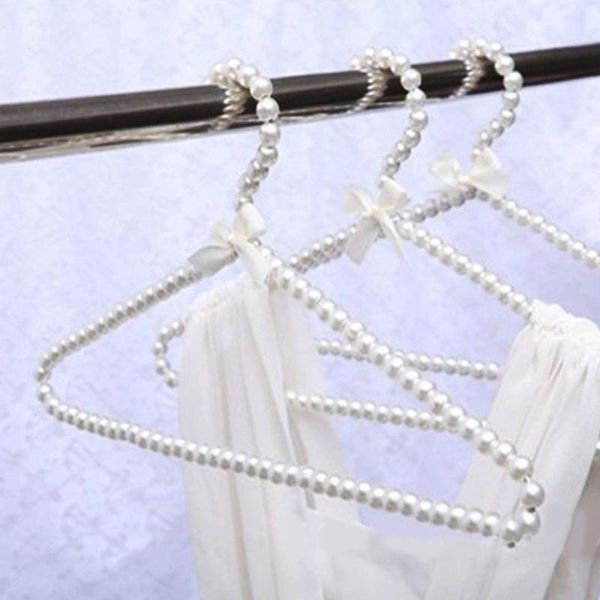 

hangers & racks elegant clothes hanger plastic pearl circle closet space saver drying rack coat dress storage household wardrobe organizer