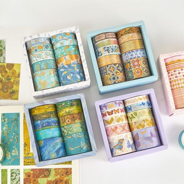 

gift wrap 10roll/set 8 design 10 rolled in tape box splendid huage series washi scrapbook diy decoration creative masking