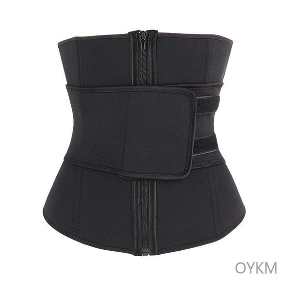 

women's shapers waist trainers chloroprene sweat corset zipper hook and loop belt belly for women body shaper curve, Black;white