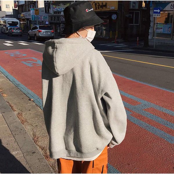 

men's hoodies & sweatshirts zity men plus velvet hip hop casual 2021 streetwear fashion half-zip solid color pullover hooded, Black