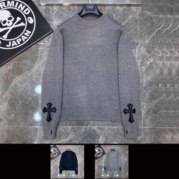 

street tide ch crowe's heart cross new leisure hip hop high street round neck sweater 8141, Black