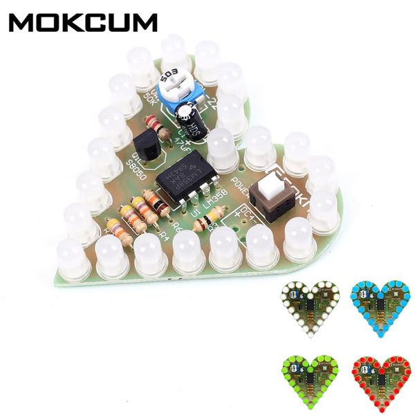 

kit heart shape breathing lamp dc 4v-6v led suite red white blue green diy electronic production for learning modules
