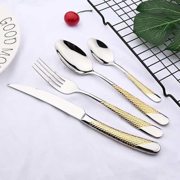 

flatware sets gold tableware cutlery set 304 stainless steel kitchen dinner fork spoon knife western dinnerware home drop