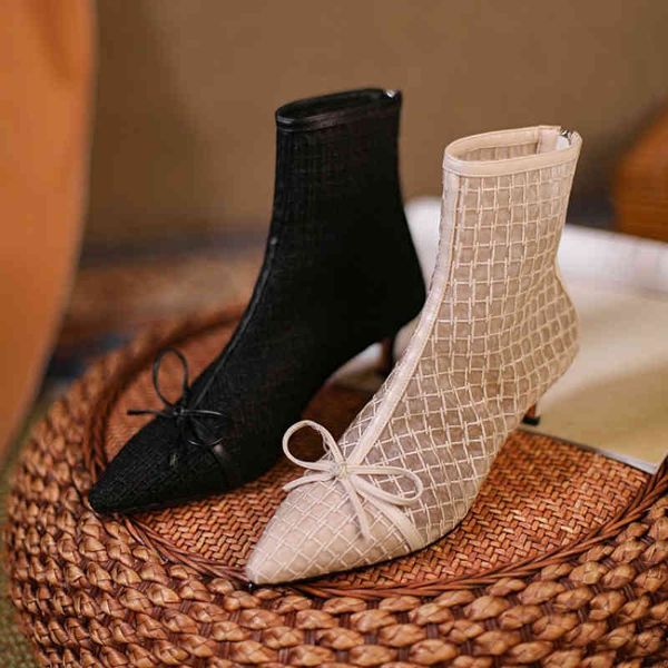 

dress shoes korean version spring autumn show thin hollow out high-heeled thins heel and high pointed boots fashion p4jn, Black