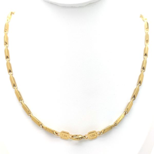 

18 k yellow gold stamp link pendant accessories flat chain solid necklace mens & womens gift 550 long 3mm, Silver