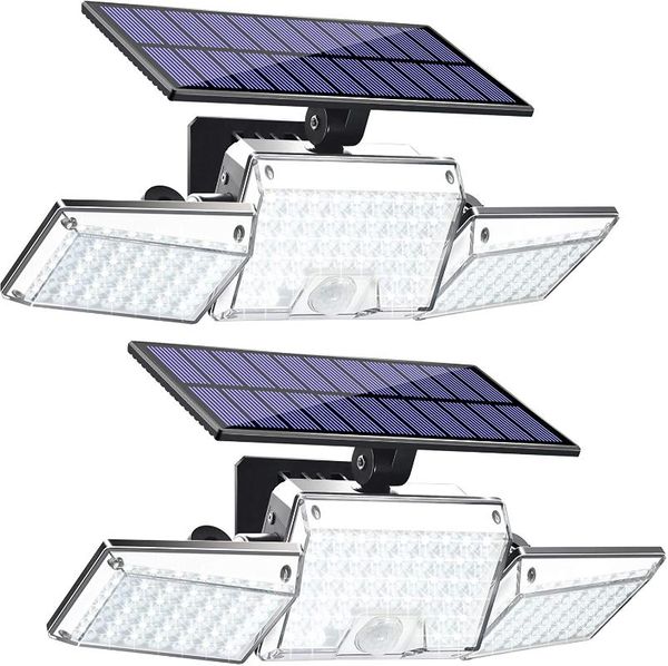 

floodlights 130 leds solar security lights outdoor wall light motion sensor 3 head waterproof super bright spotlight pathway