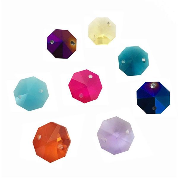 

chandelier crystal 12000pcs/lot ,mixed color 14mm octagon beads in 2 holes for prism