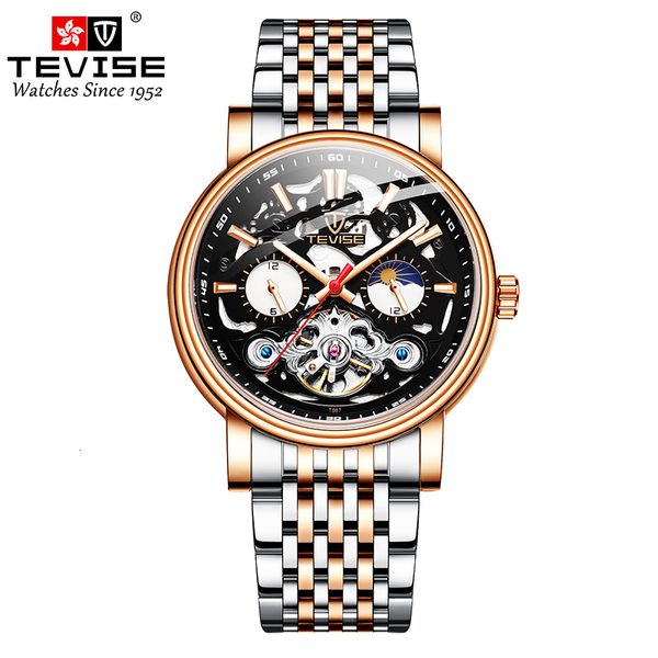 

automatic self-wind skeleton polshorlog 30m waterproof men mechanical watches, Slivery;brown