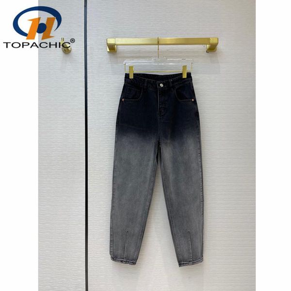

3.25 spring summer fashion waist contrast color gradient denim harem pants women women's jeans, Blue