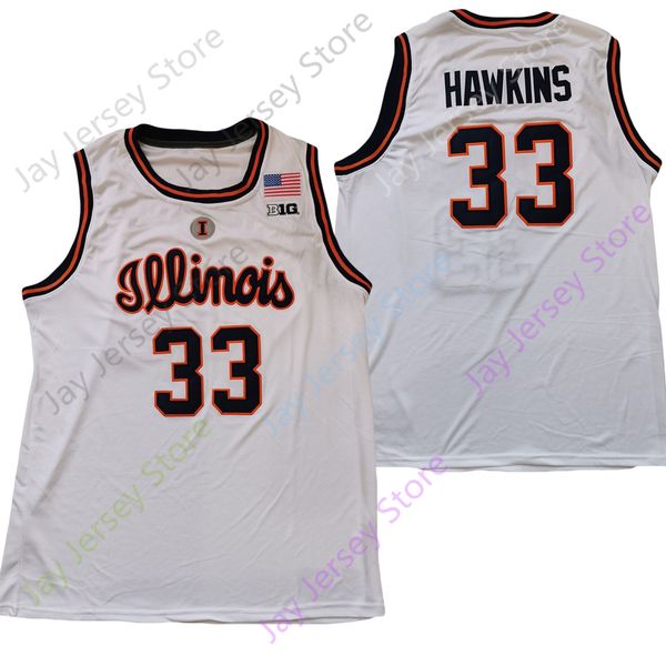 

2022 new ncaa illinois fighting illini basketball jersey 33 coleman hawkins college white size youth adult, Black;red