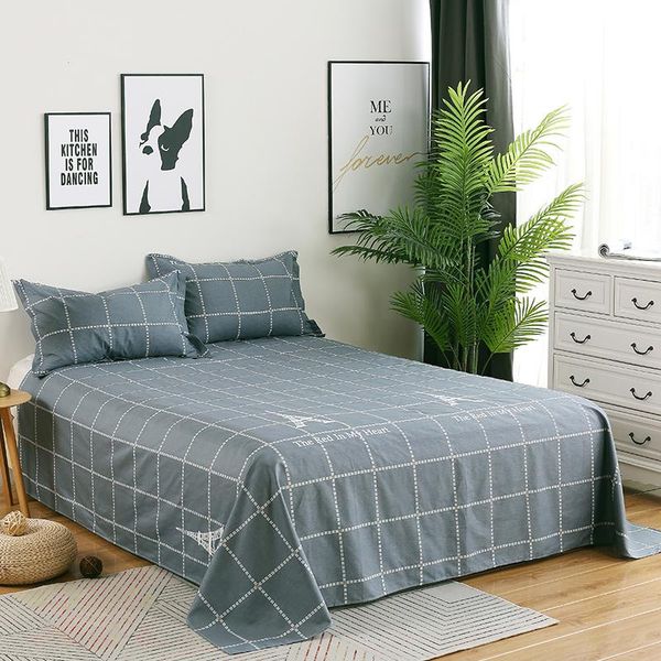 

bedding sets home textile cotton comfortable bed flat sheet plaid sheets bedspread gray sleeping full  king pillowcase
