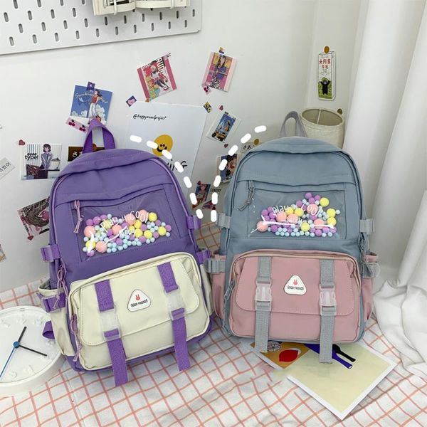 

school bags women large capacity backpack fashion patchwork female travel knapsack handbags casual nylon preppy style students