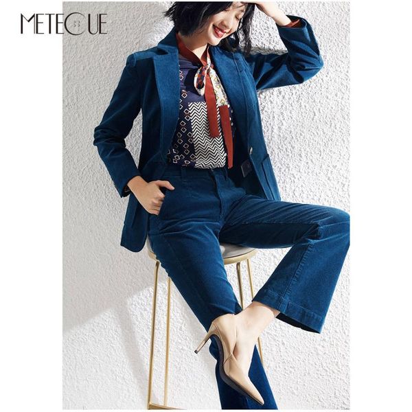 

women's suits & blazers vintage corduroy women blazer set 2021 pre spring fashion 2 piece and pants summer, White;black