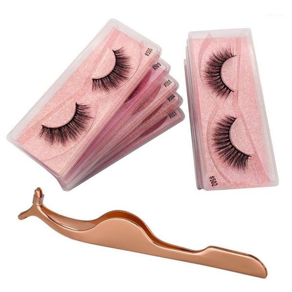 

2 pairs eyelashes natural 3d mink lashes fluffy false tweezers kit makeup maquiagem1