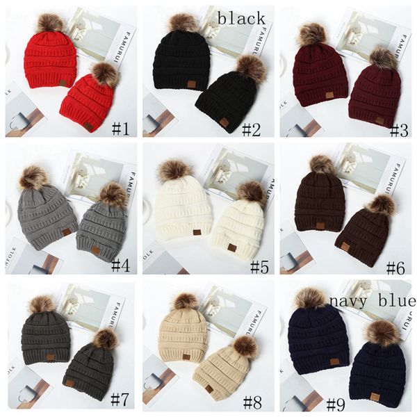 

kids adults pom poms beanies knitted hat thick warm winter hat soft stretch cable knit wool hats skullies beanie girl ski caps gga3727 bucke, Yellow